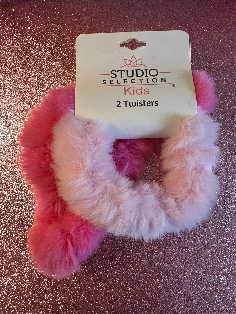 scunci Kids Colorful Spiral Hair Ties with Pink Fuzzy Pom and Black Elastics